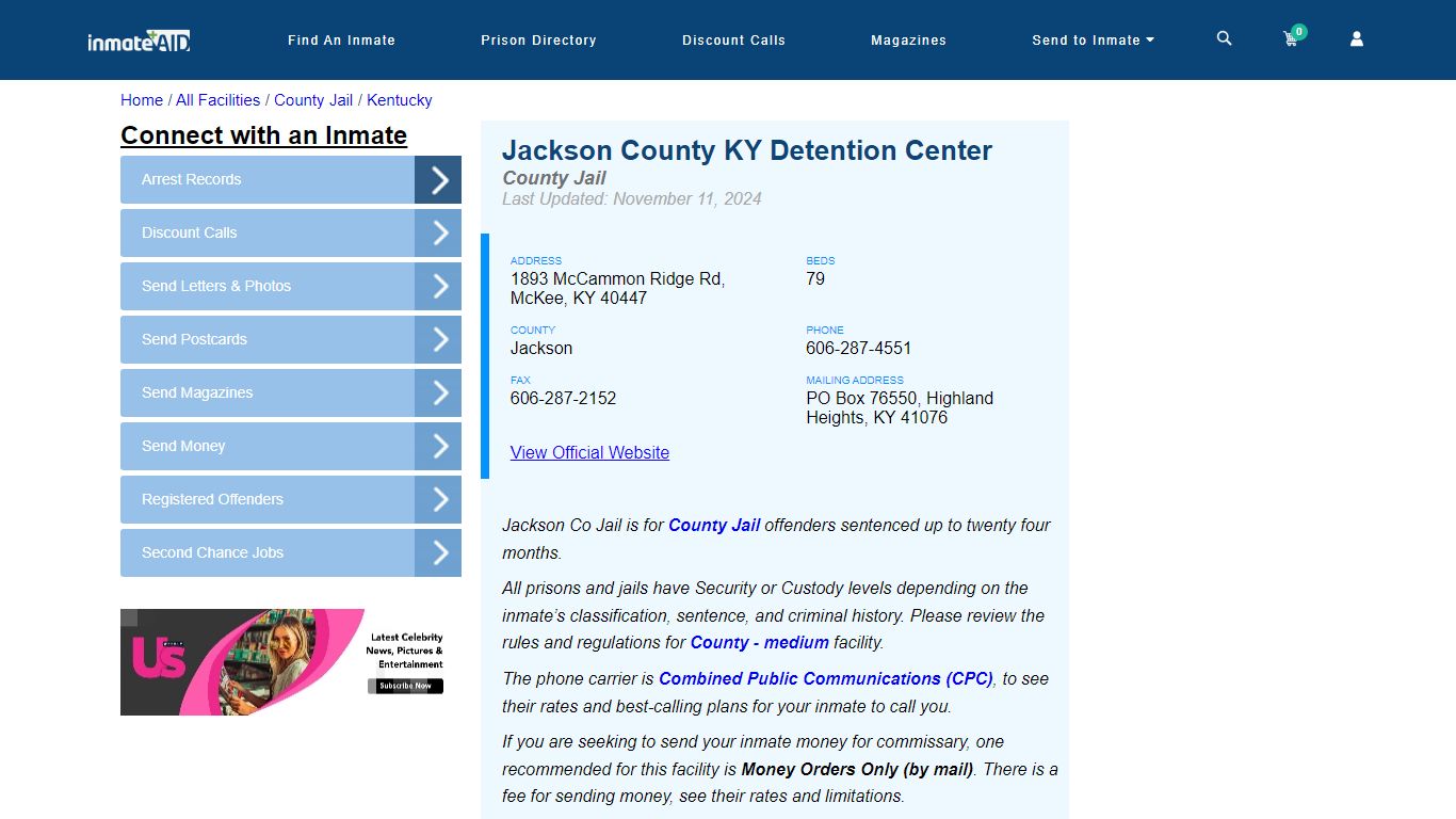 Jackson County KY Detention Center - Inmate Locator